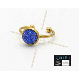 Ring regelbaar edelstaal galvanised gold met plateau 08mm