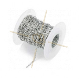 Stainless Steel chain flat oval 2mm Rhodium