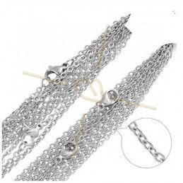 Stainless Steel necklace 48cm with lobsterclasp Rhodium