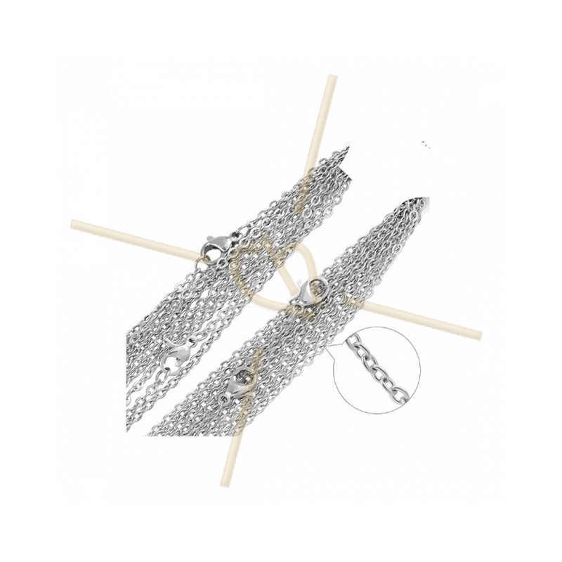 Collier acier 48cm avec fermoir musqueton Rhodium