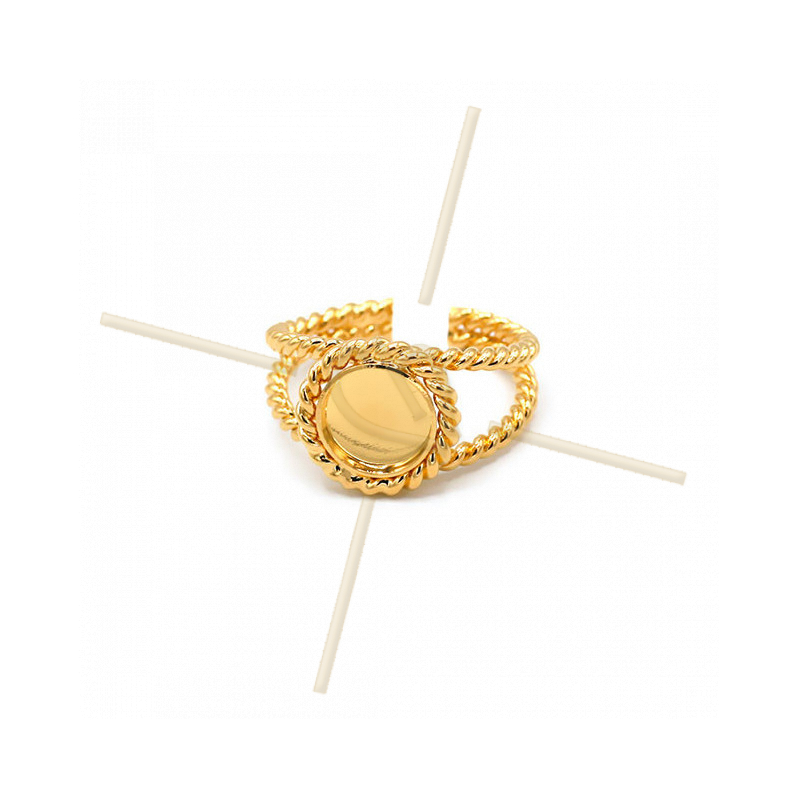Ring regelbaar Gold plated met plateau rond 8mm