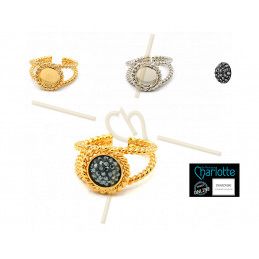 Ring regelbaar met plateau rond 8mm Gold plated