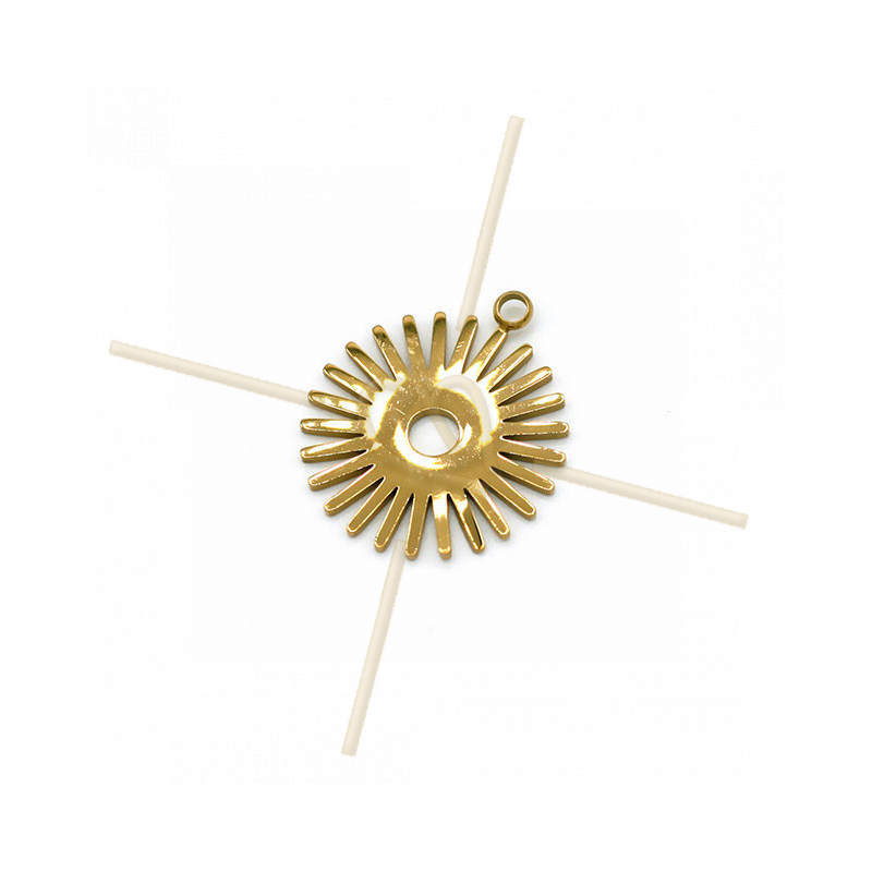 Charms Stainless Steel Gold Plated Sun 17mm