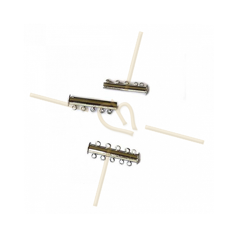 Fermoir 5-rangs tube Rhodium