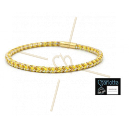 Necklace Miyuki Half Tila technique Herringbone round - Yellow gold