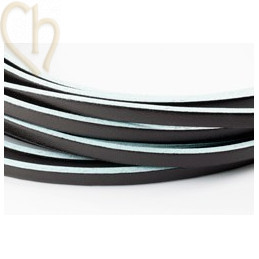 cuir plat 5mm marron/turquoise