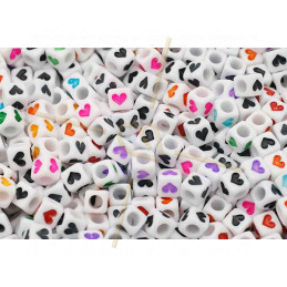 kralen Vierkant Wit met hartje 6mm