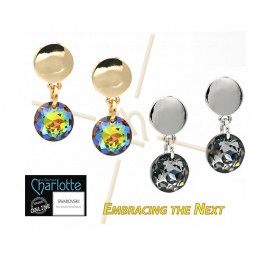 Oorbellen disk 12mm met ring Rhodium Plated