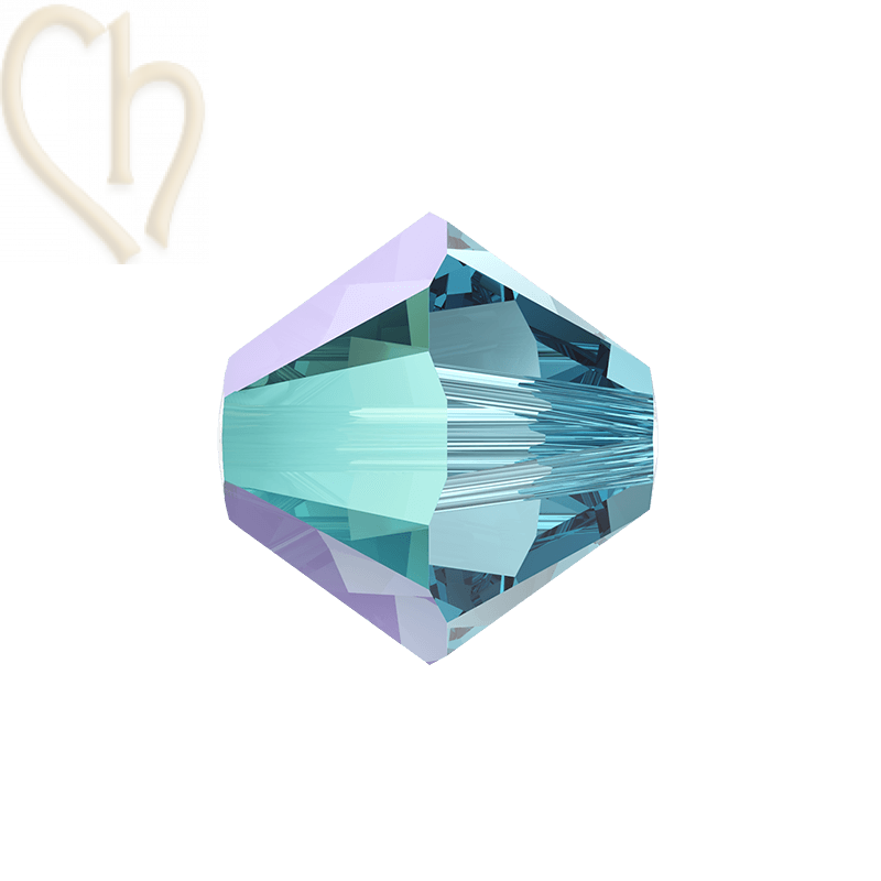 3mm Aquamarine Shimmer Swarovski Toupie 202Shim