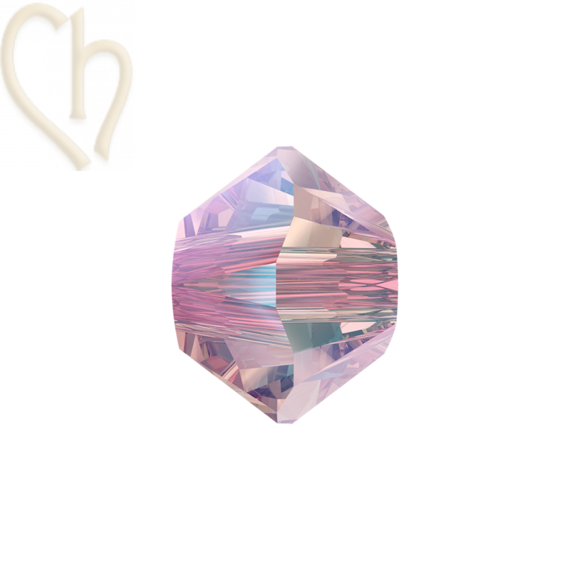 4mm Light Rose Shimmer 2x Swarovski Bicone