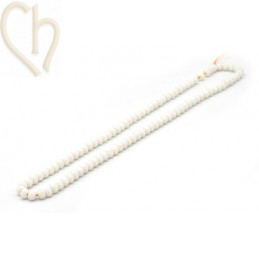 Round flattened facetted glasbead 6*4mm color White Opal