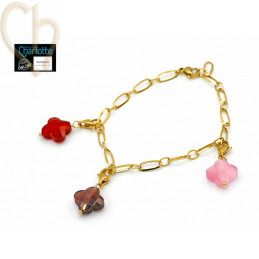 Charms Treffle4 EMERALD GREEN avec fermoir en acier plaqué or