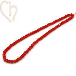 Round flattened facetted glasbead 6*4mm color Oranje Glow