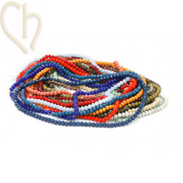 Ronde platte gefacetteerde glaskraal 6*4mm kleur Rood