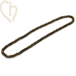 Ronde platte gefacetteerde glaskraal 6*4mm kleur Brown