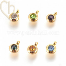 Charms acier inoxydable avec strass Crystal 5mm