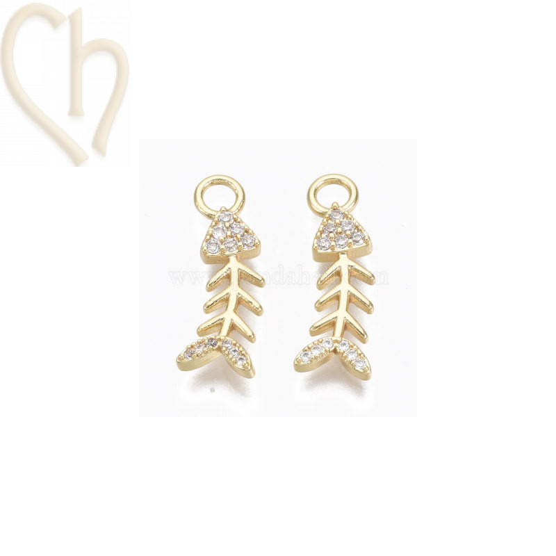 Pendant Stainless Steel herringbone 22mm goldplated