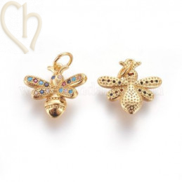 Pendant bumble bee 20mm with crystal rhinestones