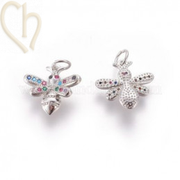 Hangertje bumble bee 20mm met crystal stenen