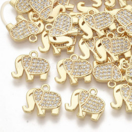 Pendentif acier inoxydable elephant gold plated avec strass