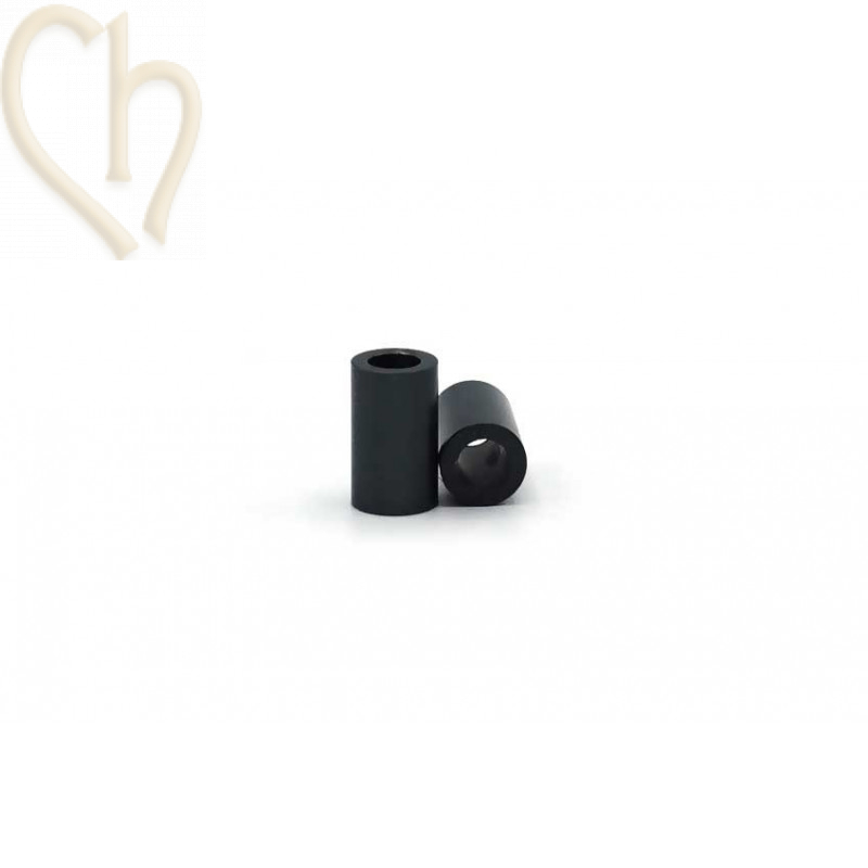 Aluminium anodized cilinder bead 6mm Black