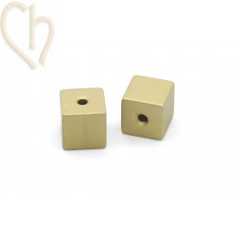 Aluminium anodized cube bead 8mm Yellow mustard