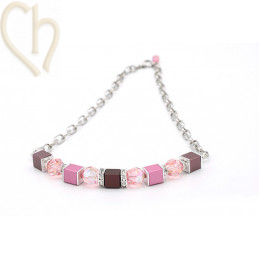 Aluminium anodized cube bead 8mm Pink