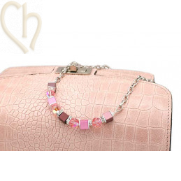 Perle cube aluminium anodisé 8mm Rose