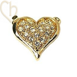 clasp 1-row "heart" with strass 