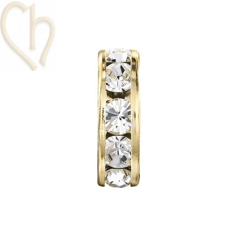 Large Hole Rondell 12mm gold plated Crystal
