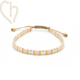 Kit bracelet with Miyuki Quarter + Half + Tila with macramé clasp Nude