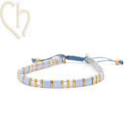 Kit armbandje met Miyuki quart + half + Tila met macramé sluiting bleu clair