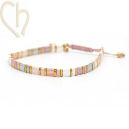 Kit bracelet avec Miyuki Quart + Demi + Tila en macramé fermoir Pastel