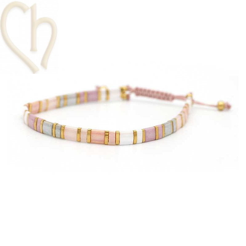 Kit bracelet avec Miyuki Quart + Demi + Tila en macramé fermoir Pastel