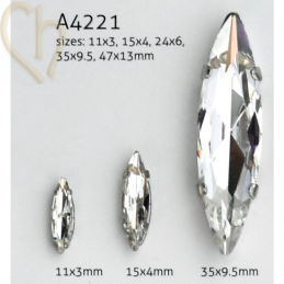 Slim Navette Aurora Crystal 35mm Hematite