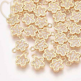 Charms bloem 10mm met cz zirconia gold plated