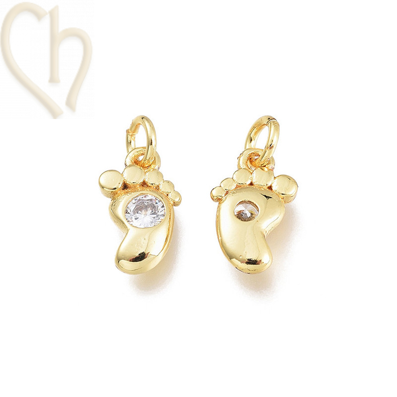 Charms baby feet 10mm with strass Gold Plated