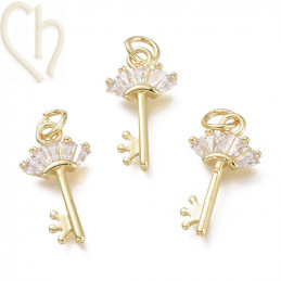 Charms key 18mm with strass Gold Plated
