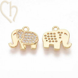 Charms elephant 12mm avec strass Rhodium