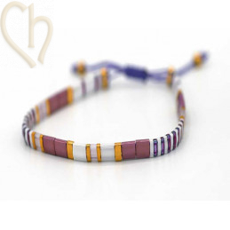 Kit bracelet avec Miyuki Quart + Demi + Tila en macramé fermoir Orchid Purple