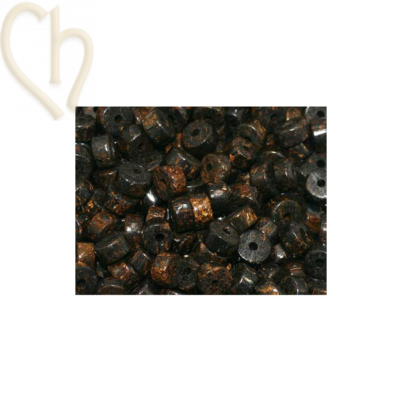 Rondel natuursteen 2*4mm Bronzite