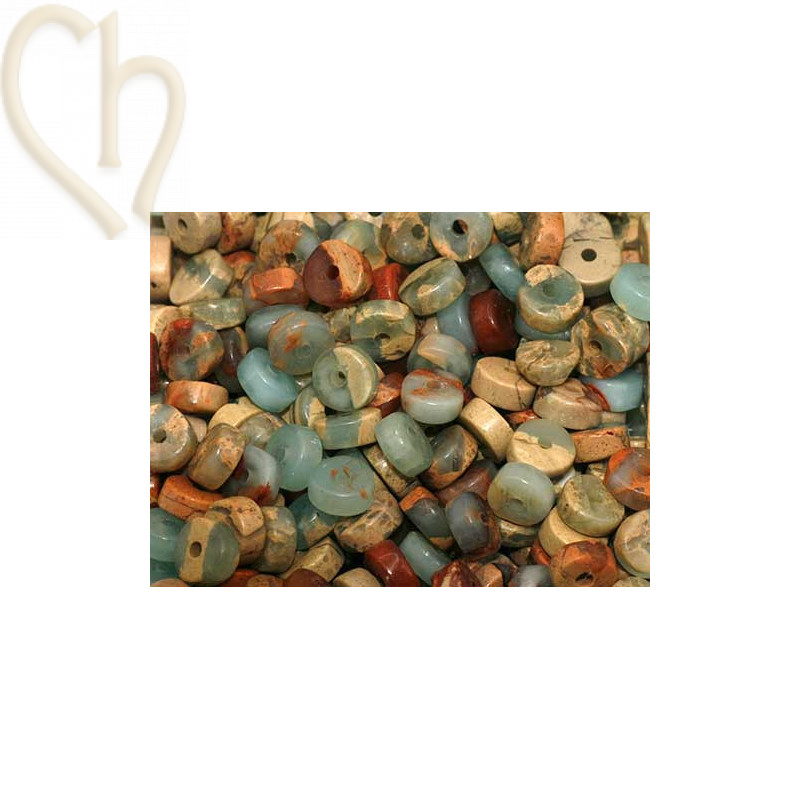 Rondelle Pierre Naturelle 2*4mm Jaspe Imperial Flame