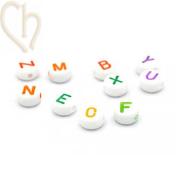Perles lettres alphabet rond couleur 6mm