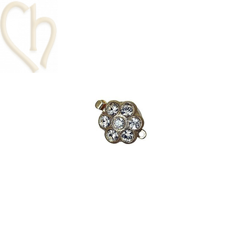 clasp 1-row 12mm flower with strass