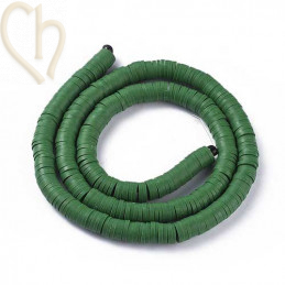 Heishi rondellen 6mm mosgroen String 40 cm