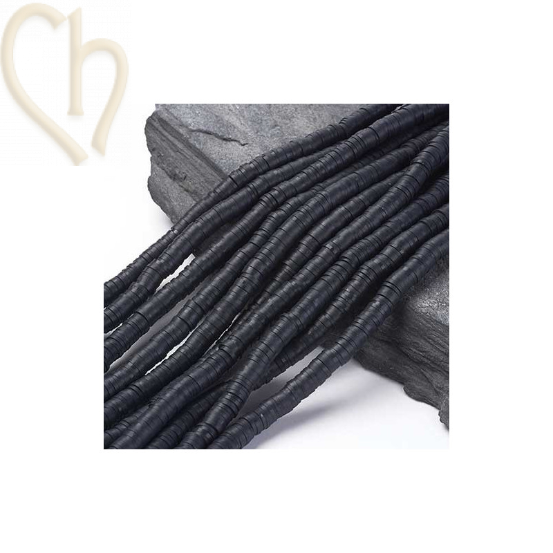 Heishi rondellen 6mm zwart String 40 cm