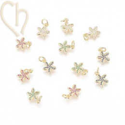 Charms Gold Plated flower 12mm with stone