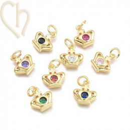 Charms Gold Plated couronne 12mm avec pierre