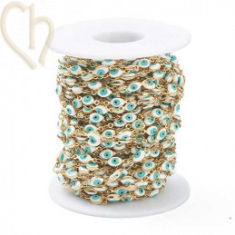 Edelstaal RVS ketting met witte email