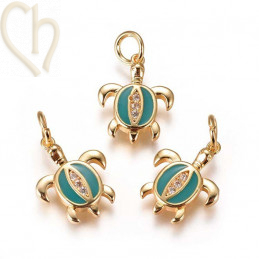 Charms Gold Plated "tortue" 15mm avec pierre